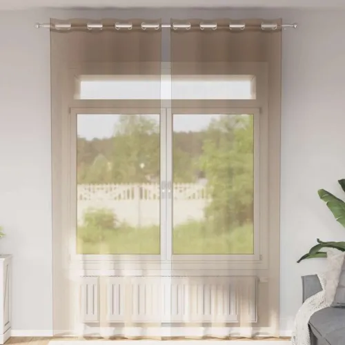 Voile zavjese s ušicama 2 kom svijetlosmeđe - Svjetlosmeđa 140 x 260 cm 1 s ušicama Cijena