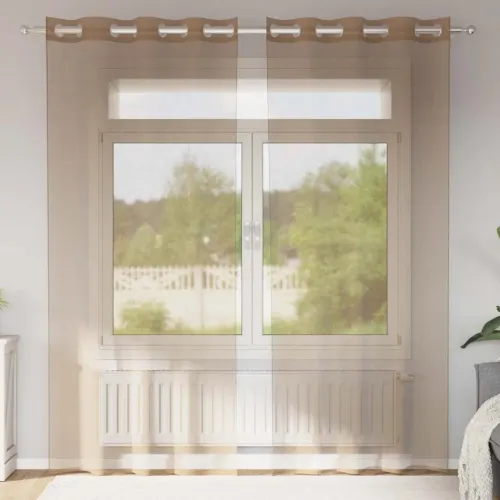 Voile zavjese s ušicama 2 kom svijetlosmeđe - Svjetlosmeđa 140 x 245 cm 1 s ušicama Cijena