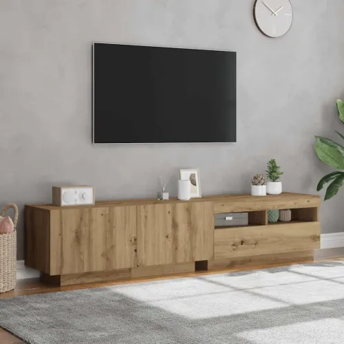 TV ormarić s LED svjetlima Artisan hrast 180x35x40 cm - Hrast artisan Cijena