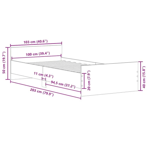Okvir kreveta bez madraca staro drvo 100x200 cm - Staro drvo 100 x 200 cm Cijena