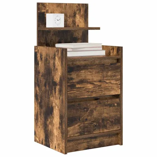 Noćni ormarić s 2 ladice dimljeni hrast 38x34x80 cm - Dimljeni hrast 1 Cijena