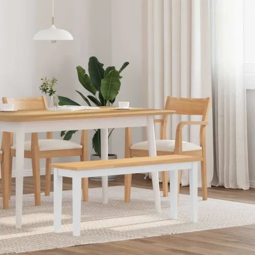 Klupa 110 cm bijela puna drvena guma - Bijela i prirodna Cijena