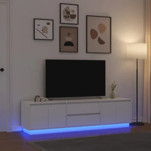 TV ormarić s LED svjetlima bijeli 193,5x41x50 cm - Bijela 1 193.5 cm Cijena