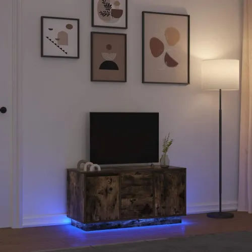 TV ormarić s LED svjetlima boja dimljenog hrasta 100x41x50 cm - Dimljeni hrast 1 100 cm Cijena