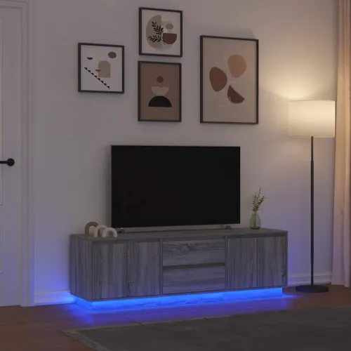 TV ormarić s LED svjetlima boja hrasta 160,5x41x50 cm - Sivi hrast sonoma 160.5 cm Cijena