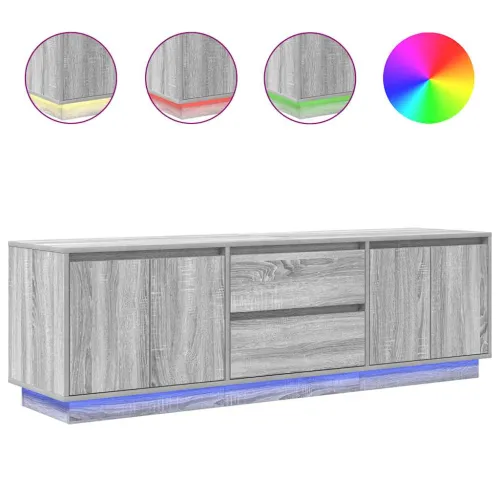 TV ormarić s LED svjetlima boja hrasta 160,5x41x50 cm - Sivi hrast sonoma 160.5 cm Cijena