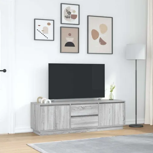 TV ormarić s LED svjetlima boja hrasta 160,5x41x50 cm - Sivi hrast sonoma 160.5 cm Cijena