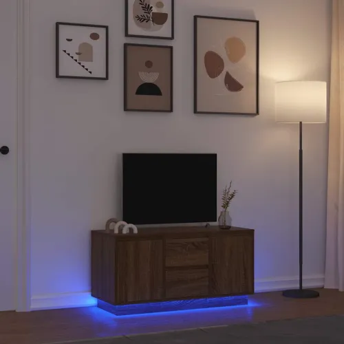 TV ormarić s LED svjetlima boja smeđeg hrasta 100x41x50 cm - Smeđi hrast 100 cm Cijena