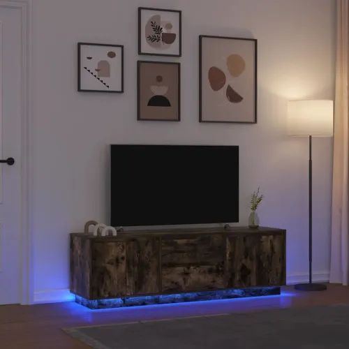 TV ormarić s LED svjetlima boja dimljenog hrasta 160,5x41x50 cm - Dimljeni hrast 160.5 cm Cijena