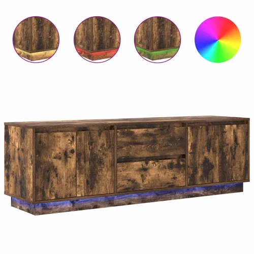 TV ormarić s LED svjetlima boja dimljenog hrasta 160,5x41x50 cm - Dimljeni hrast 160.5 cm Cijena