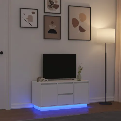 TV ormarić s LED svjetlima bijeli 100x41x50 cm - Bijela 1 100 cm Cijena