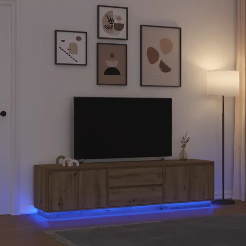 TV ormarić s LED svjetlima Artisan hrast 193,5x41x50 cm - hrast artisan 1 193.5 cm Cijena