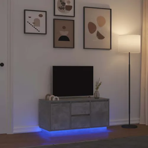 TV ormarić s LED svjetlima siva boja betona 100x41x50 cm - Beton siva 100 cm Cijena