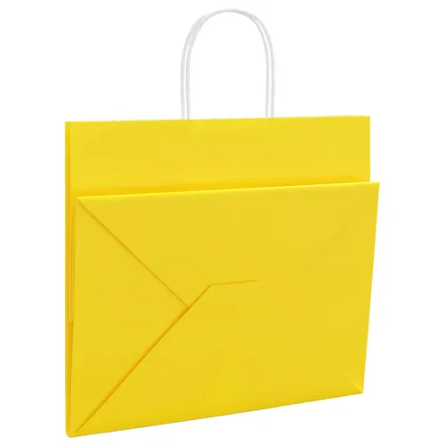 Papirnate vrećice 50 kom s ručkama žute 32x22x28 cm - Žuta 32 x 22 x 28 cm 50 Cijena