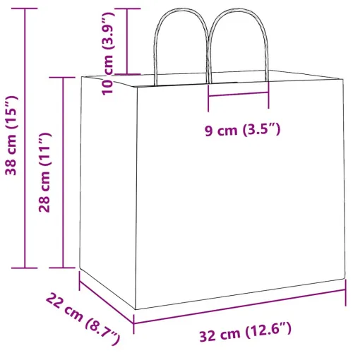 Papirnate vrećice 50 kom s ručkama žute 32x22x28 cm - Žuta 32 x 22 x 28 cm 50 Cijena