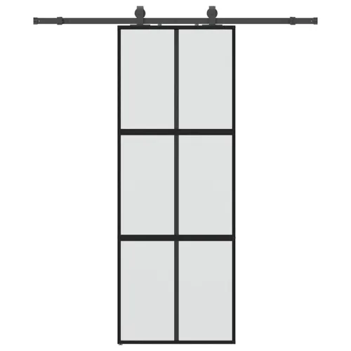 Klizna vrata s priborom crna 76 x 205 cm kaljeno staklo - Crna i mat 76 x 205 cm (klizna vodilica od 183 cm) Mreže 4 x 2 Cijena