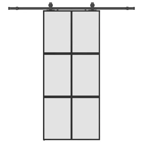 Klizna vrata s priborom crna 90 x 205 cm kaljeno staklo - Crna i mat 90 x 205 cm (klizna vodilica od 200 cm) Mreže 4 x 2 Cijena