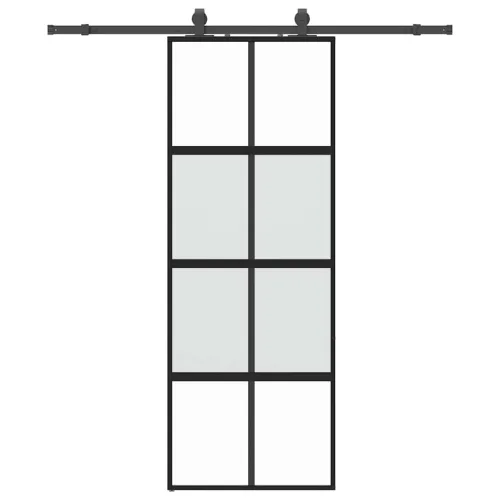 Klizna vrata s priborom crna 76 x 205 cm kaljeno staklo - Black, matt and transparent 76 x 205 cm (klizna vodilica od 183 cm) Cijena