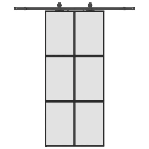 Klizna vrata s priborom crna 90 x 205 cm kaljeno staklo - Crna i mat 90 x 205 cm (klizna vodilica od 183 cm) Mreže 4 x 2 Cijena