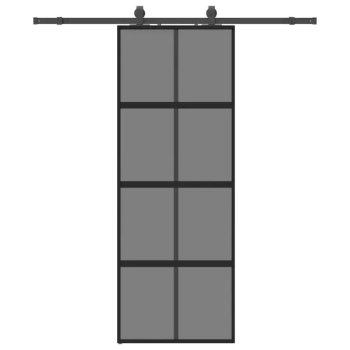 Klizna vrata s priborom crna 76 x 205 cm kaljeno staklo - Crna i tamnoprozirna 76 x 205 cm (klizna vodilica od 183 cm) Cijena