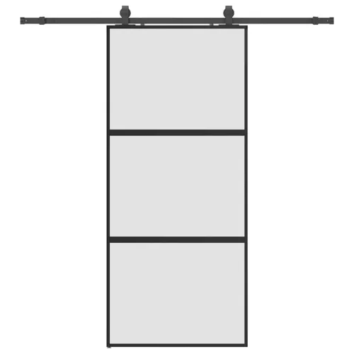 Klizna vrata s priborom crna 90 x 205 cm kaljeno staklo - Crna i mat 90 x 205 cm (klizna vodilica od 200 cm) 3 vodoravne šipke Cijena