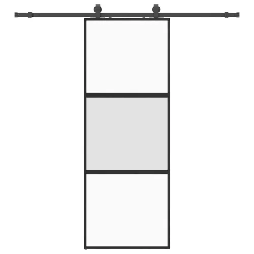 Klizna vrata s priborom crna 76 x 205 cm kaljeno staklo - Crna, mat i prozirna 76 x 205 cm (klizna vodilica od 200 cm) 3 vodorav Cijena