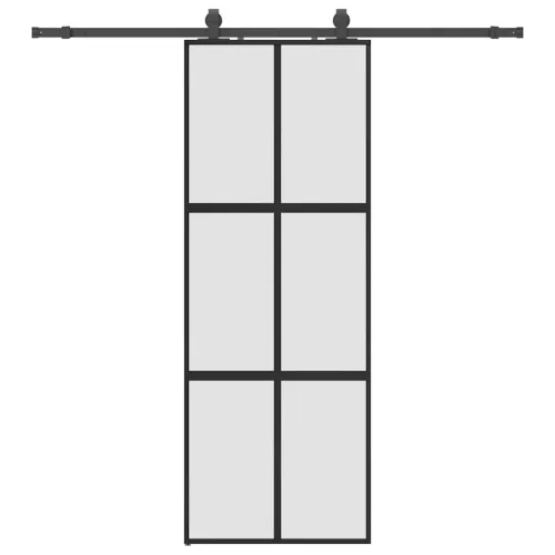 Klizna vrata s priborom crna 76 x 205 cm kaljeno staklo - Crna i mat 76 x 205 cm (klizna vodilica od 200 cm) Mreže 4 x 2 Cijena