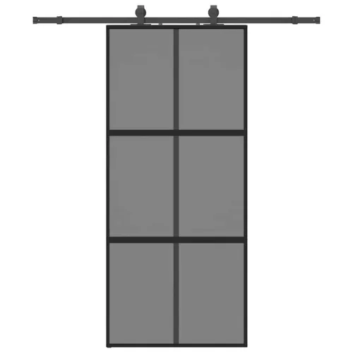 Klizna vrata s priborom crna 90 x 205 cm kaljeno staklo - Crna i tamnoprozirna 90 x 205 cm (klizna vodilica od 183 cm) Mreže 4 x Cijena
