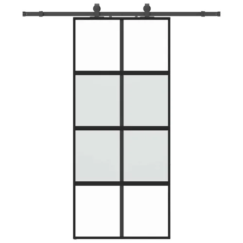 Klizna vrata s priborom crna 90 x 205 cm kaljeno staklo - Black, matt and transparent 90 x 205 cm (klizna vodilica od 183 cm) Cijena