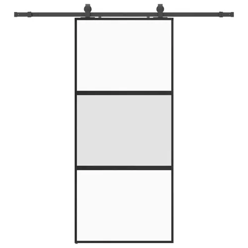 Klizna vrata s priborom crna 90 x 205 cm kaljeno staklo - Crna, mat i prozirna 90 x 205 cm (klizna vodilica od 200 cm) 3 vodorav Cijena