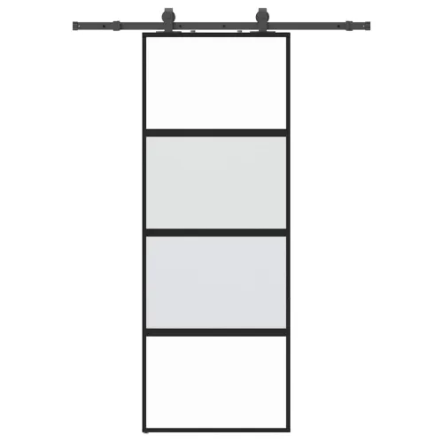 Klizna vrata s priborom crna 76 x 205 cm kaljeno staklo - 76 x 205 cm (152,5 cm sliding rail) Cijena