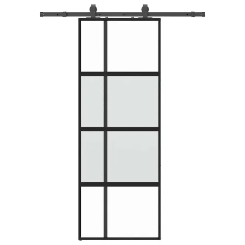 Klizna vrata s priborom crna 76 x 205 cm kaljeno staklo - 76 x 205 cm (152,5 cm sliding rail) Cijena