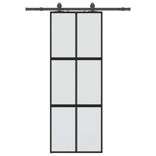 Klizna vrata s priborom crna 76 x 205 cm kaljeno staklo - Crna i mat 76 x 205 cm (152,5 cm sliding rail) Mreže 4 x 2 Cijena