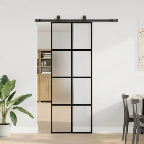Klizna vrata s priborom crna 76 x 205 cm kaljeno staklo - Black, matt and transparent 76 x 205 cm (152,5 cm sliding rail) Cijena