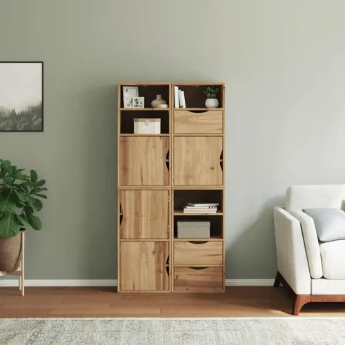 Bočni ormarići 4 kom ODDA 40x24x79 cm puno drvo bor - Prirodna 1 5 polica 3 ladice Prirodna Cijena