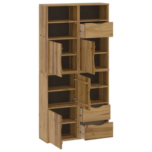 Bočni ormarići 4 kom ODDA 40x24x79 cm puno drvo bor - Prirodna 1 5 polica 3 ladice Prirodna Cijena