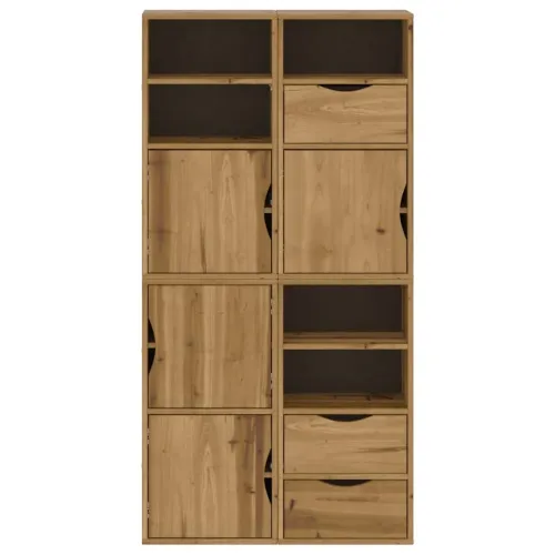 Bočni ormarići 4 kom ODDA 40x24x79 cm puno drvo bor - Prirodna 1 5 polica 3 ladice Prirodna Cijena