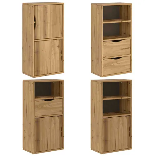 Bočni ormarići 4 kom ODDA 40x24x79 cm puno drvo bor - Prirodna 1 5 polica 3 ladice Prirodna Cijena