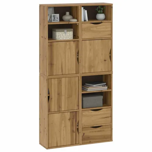 Bočni ormarići 4 kom ODDA 40x24x79 cm puno drvo bor - Prirodna 1 5 polica 3 ladice Prirodna Cijena