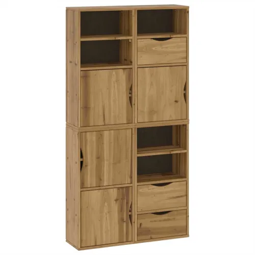 Bočni ormarići 4 kom ODDA 40x24x79 cm puno drvo bor - Prirodna 1 5 polica 3 ladice Prirodna Cijena
