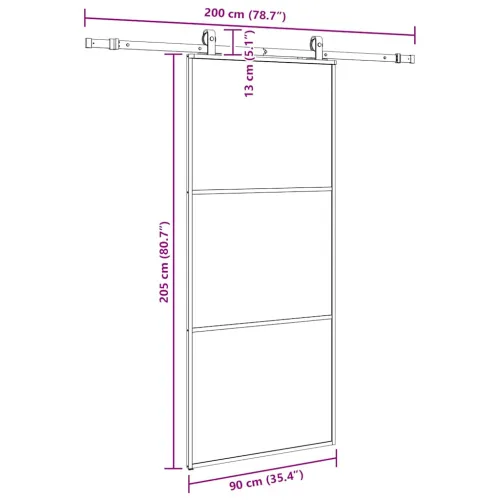 Klizna vrata s priborom crna 90 x 205 cm od ESG stakla - 90 x 205 cm (klizna vodilica od 200 cm) 2 vodoravne šipke Cijena