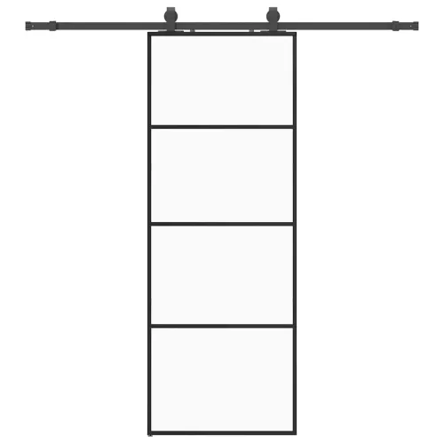 Klizna vrata s priborom crna 76 x 205 cm od ESG stakla - Crna 76 x 205 cm (klizna vodilica od 200 cm) Transparentan Cijena