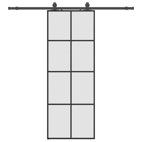 Klizna vrata s priborom crna 76 x 205 cm od ESG stakla - Crna 76 x 205 cm (klizna vodilica od 200 cm) Matirano Cijena