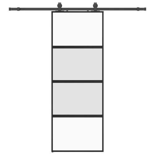 Klizna vrata s priborom crna 76 x 205 cm kaljeno staklo - Crna i mat 76 x 205 cm (klizna vodilica od 200 cm) Matirano Cijena