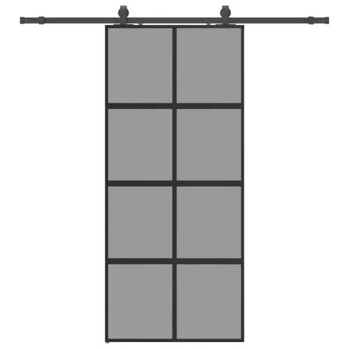 Klizna vrata s priborom crna 90 x 205 cm kaljeno staklo - Crna i mat 90 x 205 cm (klizna vodilica od 200 cm) Transparentan Cijena