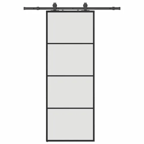 Klizna vrata s priborom crna 76 x 205 cm od ESG stakla - Crna 76 x 205 cm (152.5 cm sliding rail) Matirano Cijena