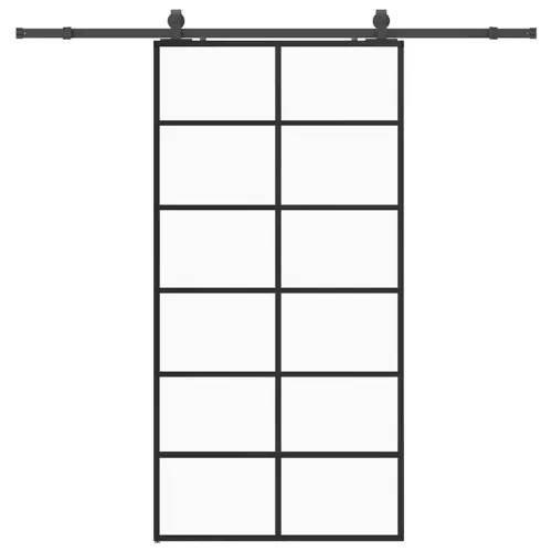 Klizna vrata s priborom crna 102 x 205 cm od ESG stakla - 102 x 205 cm (213 cm sliding rail) 6 x 2 grids Cijena