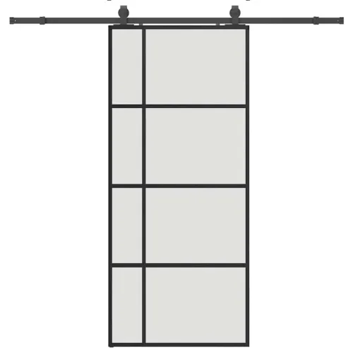 Klizna vrata s priborom crna 90 x 205 cm od ESG stakla - 90 x 205 cm (213 cm sliding rail) Matirano Cijena