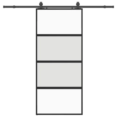 Klizna vrata s priborom crna 90 x 205 cm kaljeno staklo - 90 x 205 cm (213 cm sliding rail) Cijena