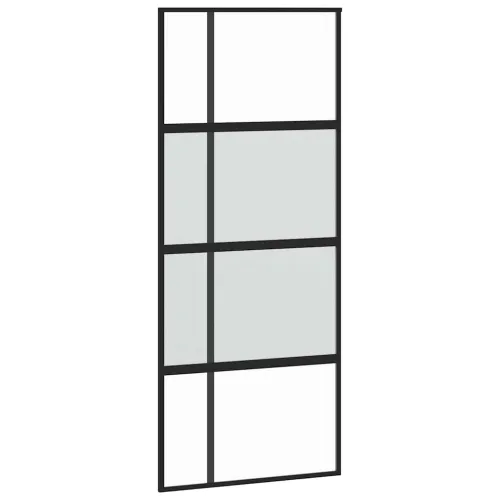 Klizna vrata s priborom crna 90 x 205 cm kaljeno staklo - 90 x 205 cm (213 cm sliding rail) Cijena